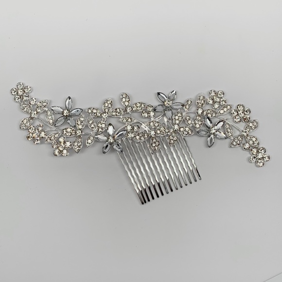 NEW Crystal & Rhinestone Silver Bridal Hair Comb - Picture 1 of 8